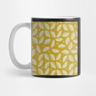 White Leaves on Mustard Mug